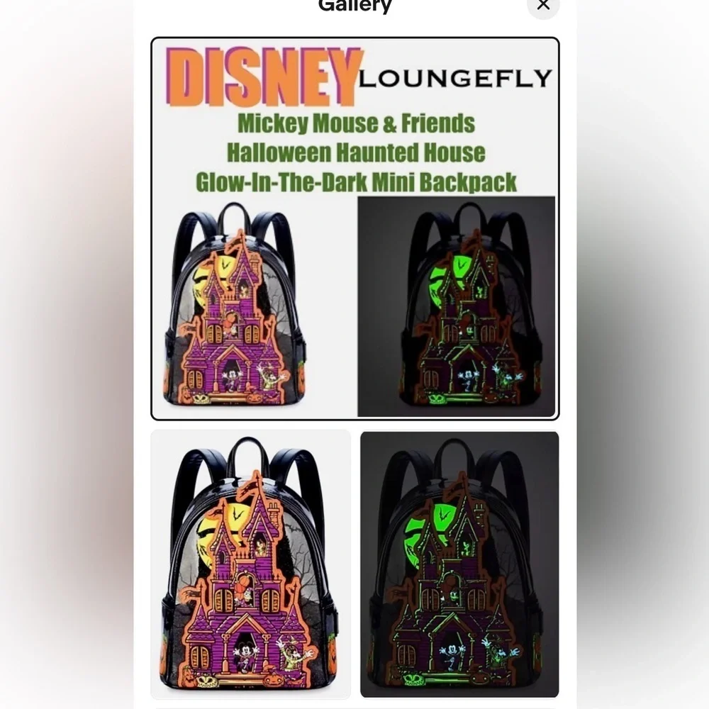 Disney lounge fly Black and Orange Halloween Backpack glow in dark